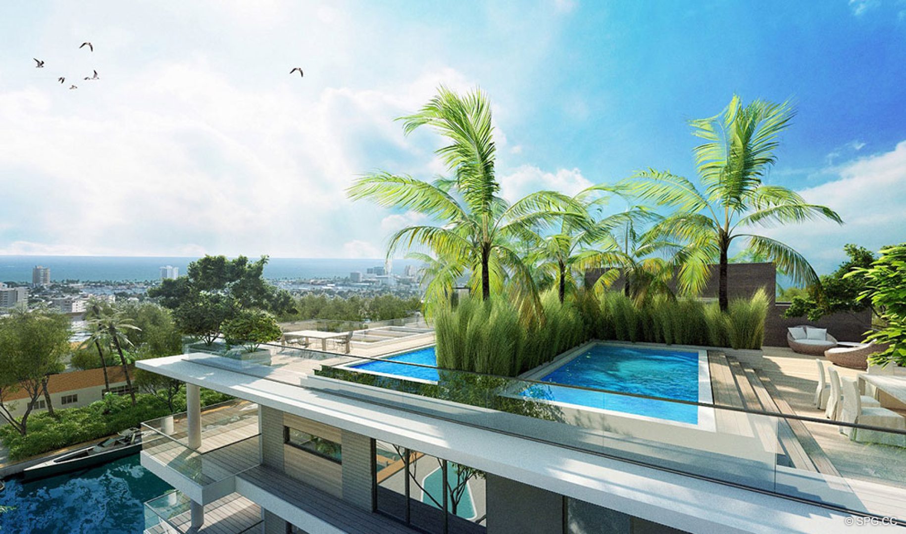 Rooftop Pools at AquaLuna Las Olas, Luxury Waterfront Condos in Fort Lauderdale, Florida 33301