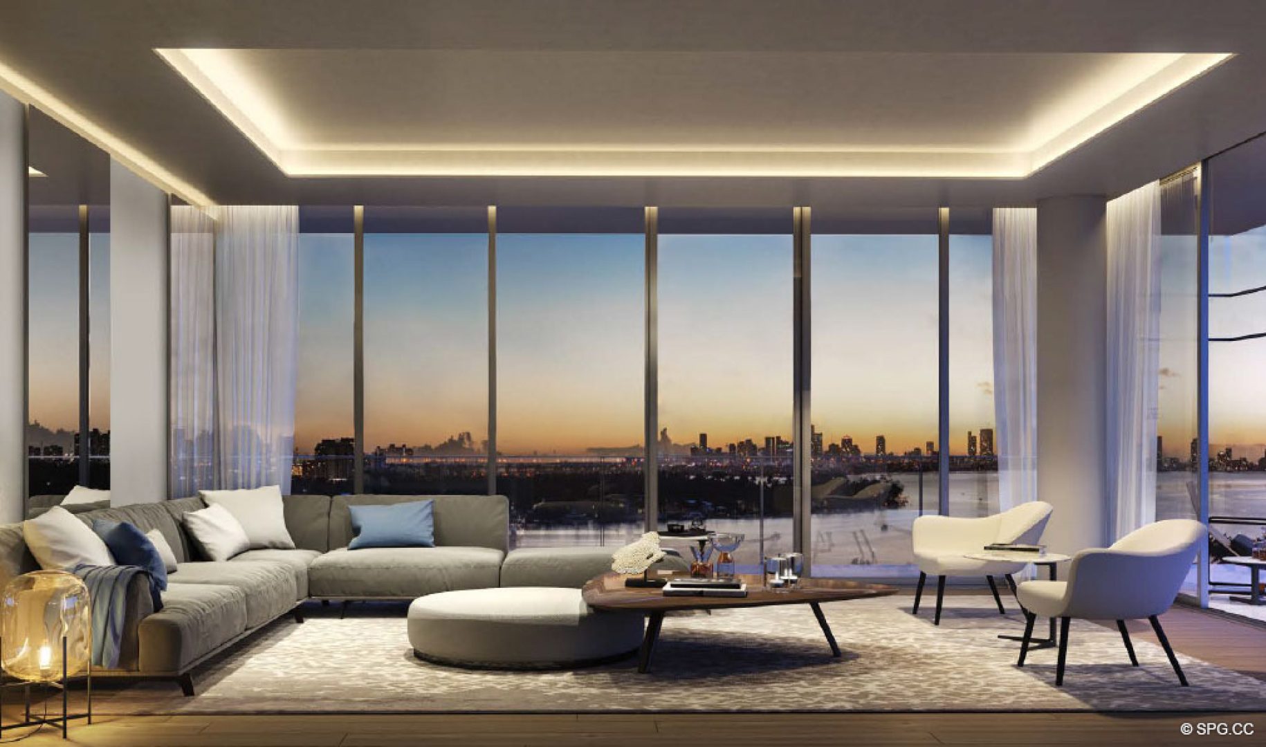 Expansive Living Room in 3900 Alton, Luxury Waterfront Condos in Miami Beach, Florida 33140