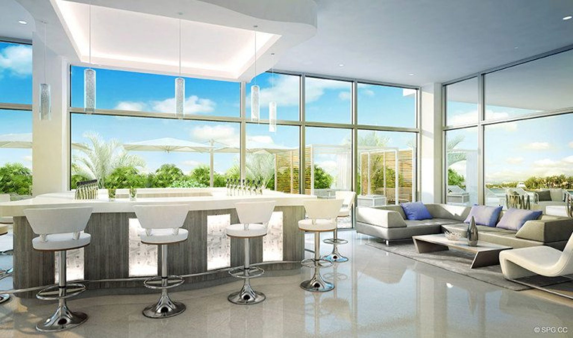 The Bar and Lounge Room in 321 at Water's Edge, Luxury Waterfront Condos in Fort Lauderdale, Florida 33304