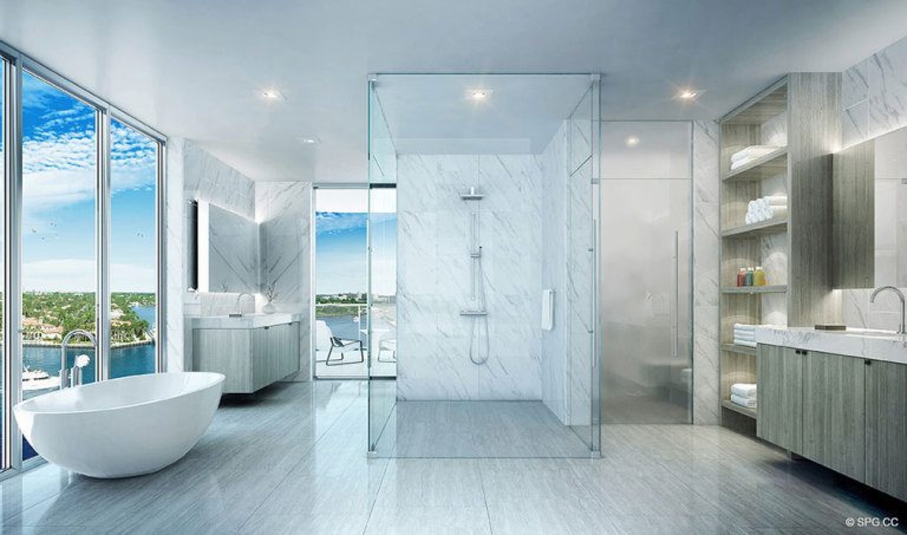 Master Bathroom inside 321 at Water's Edge, Luxury Waterfront Condos in Fort Lauderdale, Florida 33304