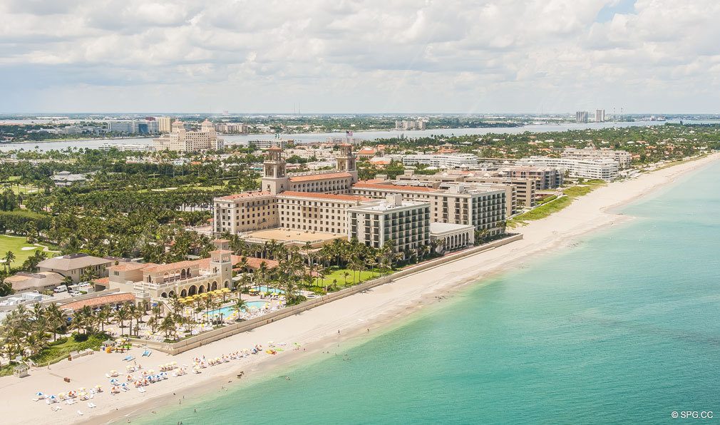 Aerial Coastline View of Breakers Row, Luxury Oceanfront Condos in Palm Beach, 33480