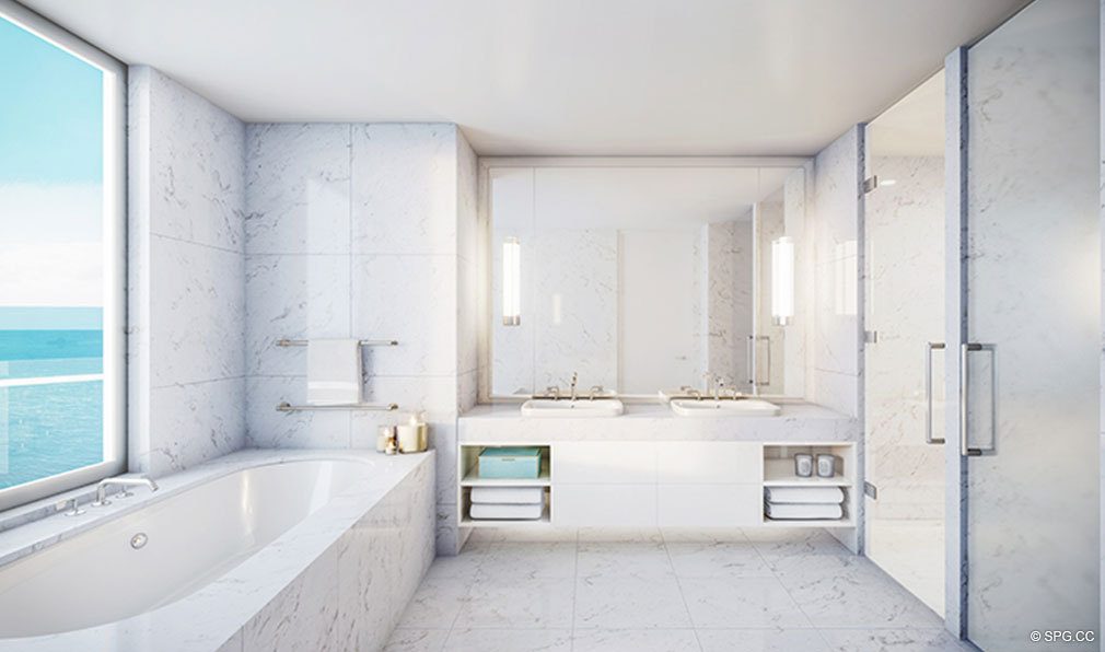 Master Bath Design at The Four Seasons Private Residences Fort Lauderdale, Luxury Oceanfront Condos in Fort Lauderdale, Florida 33304.