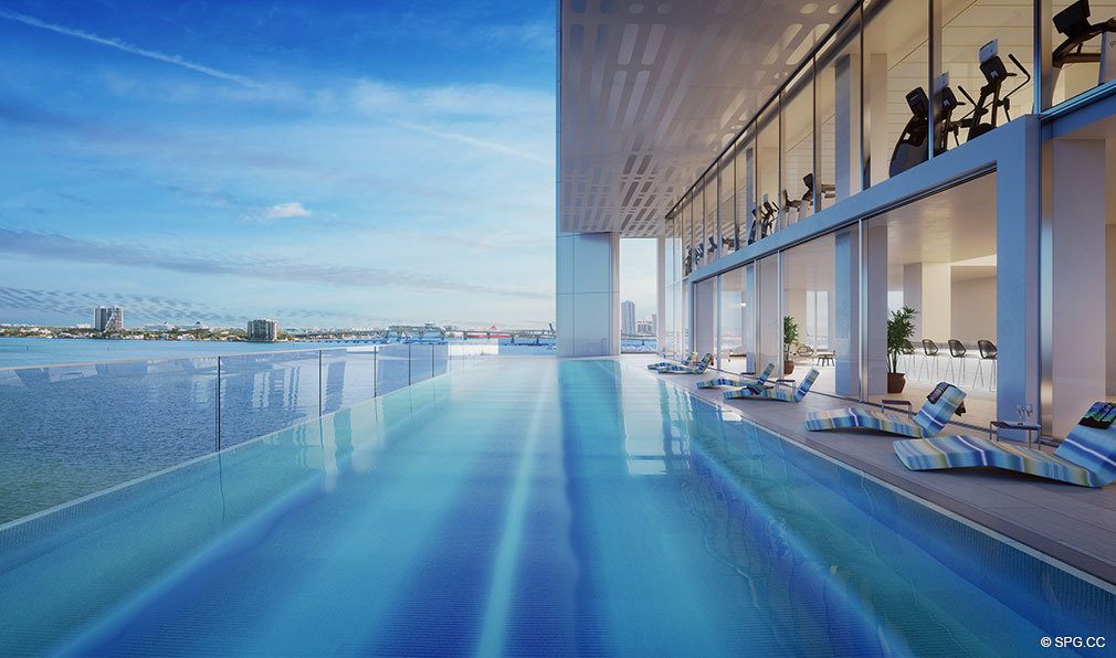 Bayside Terrace Pool at Missoni Baia, Luxury Waterfront Condos in Miami, Florida 33137