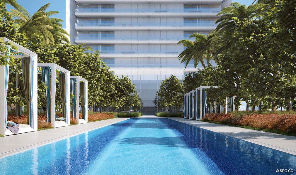 Olympic Size Lap Pool at Missoni Baia, Luxury Waterfront Condos in Miami, Florida 33137