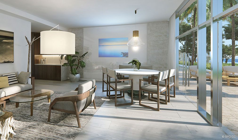 Private Lounge Area at Auberge Beach Residences, Luxury Oceanfront Condos in Ft Lauderdale
