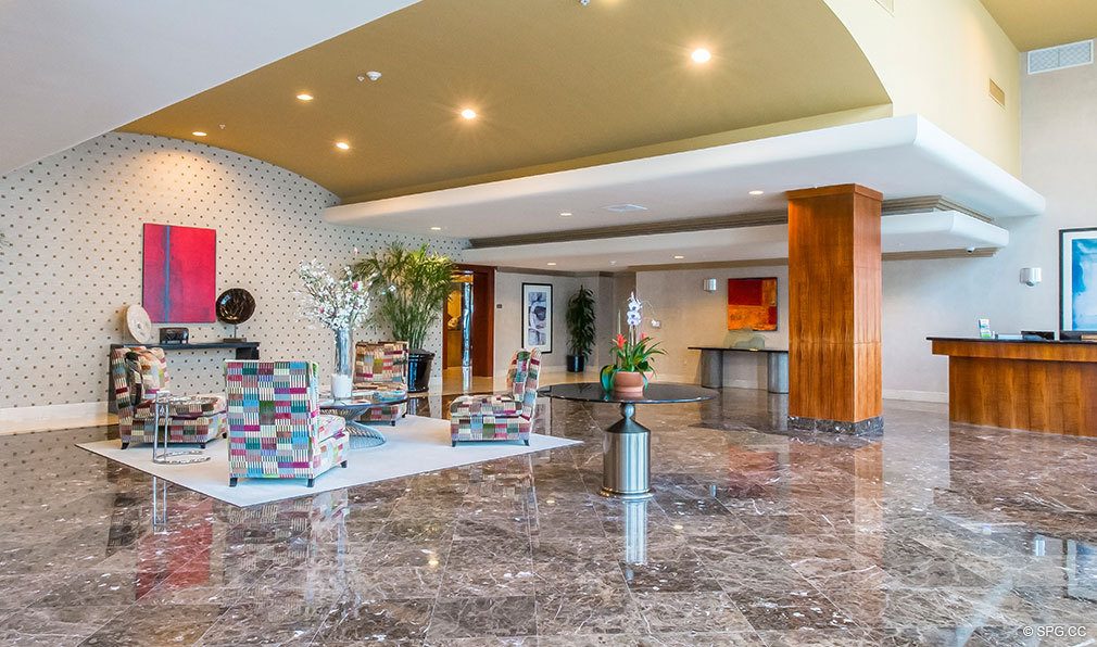 Grand Lobby at La Rive, Luxury Waterfront Condos in Fort Lauderdale, Florida 33304
