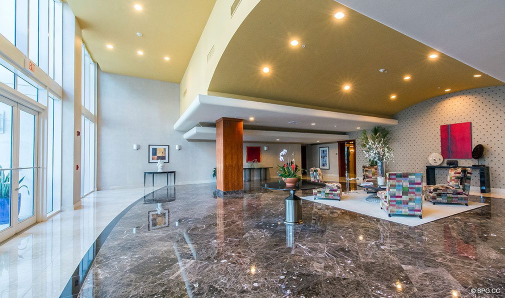 Lobby inside La Rive, Luxury Waterfront Condos in Fort Lauderdale, Florida 33304
