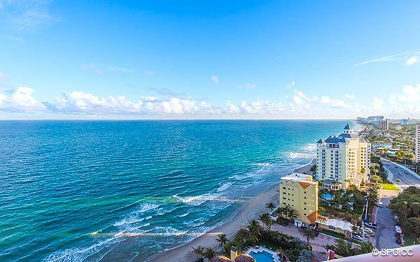 Stunning Beach and Ocean Views from Residence 22a, Tower II at The Palms, Luxury Oceanfront Condos. 2110 North Ocean Blvd. Fort Lauderdale, Florida 33305