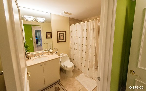 Guest Bathroom in Residence 22a, Tower II at The Palms, Luxury Oceanfront Condos. 2110 North Ocean Blvd. Fort Lauderdale, Florida 33305