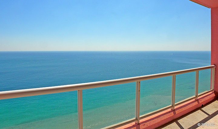 Ocean View from Terrace at Luxury Oceanfront Residence 20B, Tower I, The Palms Condominiums, 2100 North Ocean Boulevard, Fort Lauderdale Beach, Florida 33305, Luxury Seaside Condos