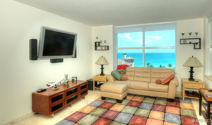 Living Area at Luxury Oceanfront Residence 8F, Tower II, The Palms Condominiums, 2110 North Ocean Boulevard, Fort Lauderdale Beach, Florida 33305, Luxury Seaside Condos