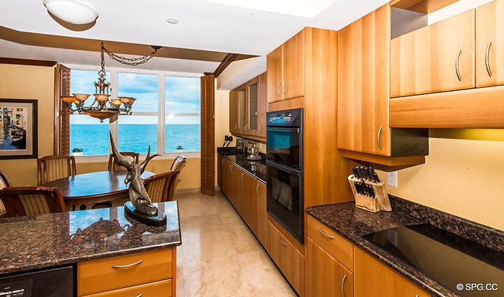 Expanded Gourmet Kitchen in Residence 9B, Tower I at The Palms, Luxury Oceanfront Condos in Fort Lauderdale, Florida 33305.