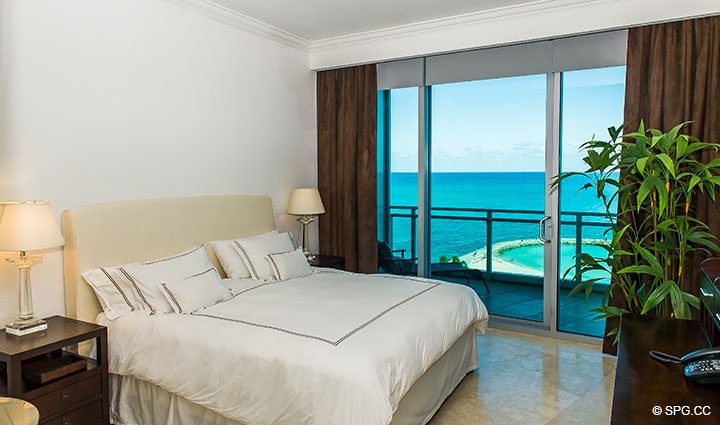 Master Bedroom inside Residence 902 For Rent at One Bal Harbour, Luxury Oceanfront Condos in Bal Harbour, Miami, Florida 33154.