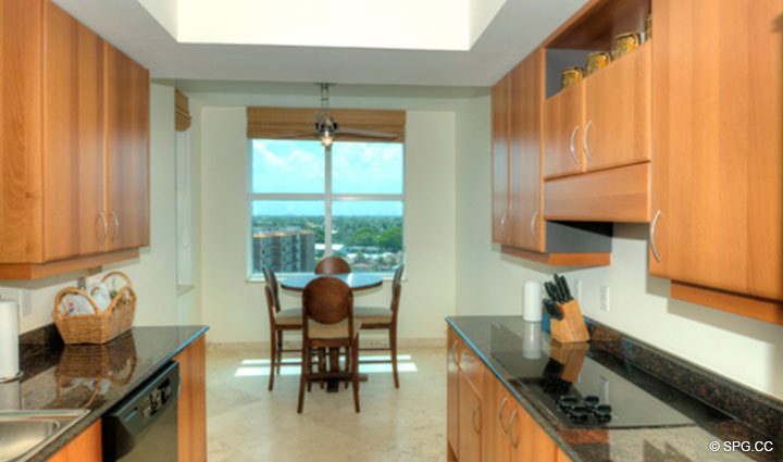 Kitchen at Luxury Oceanfront Residence 8F, Tower II, The Palms Condominiums, 2110 North Ocean Boulevard, Fort Lauderdale Beach, Florida 33305, Luxury Seaside Condos