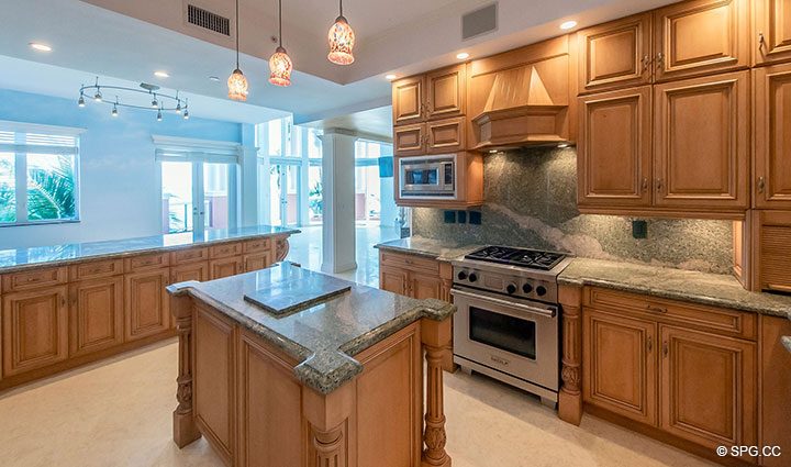 Large Gourmet Kitchen inside Oceanfront Villa 7 at The Palms, Luxury Oceanfront Condominiums Fort Lauderdale, Florida 33305