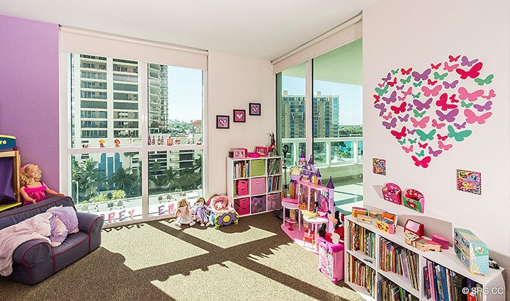 Bedroom with Terrace Access in Residence 803 at Las Olas Beach Club, Luxury Oceanfront Condos in Fort Lauderdale, Florida 33316.