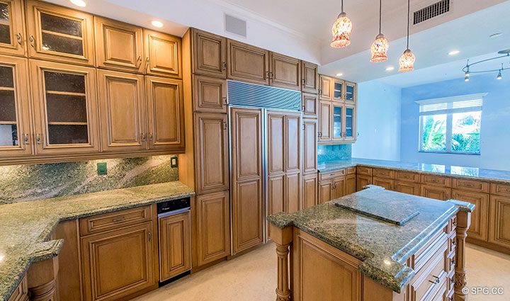 Gourmet Kitchen with Island in Oceanfront Villa 7 at The Palms, Luxury Oceanfront Condominiums Fort Lauderdale, Florida 33305