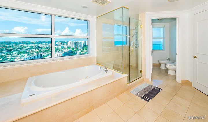 Master Bath with Whirlpool Tub in Residence 22B, Tower II at The Palms, Luxury Oceanfront Condominiums Fort Lauderdale, Florida 33305