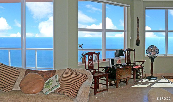 View from Living Area at Luxury Oceanfront Residence 20B, Tower I, The Palms Condominiums, 2100 North Ocean Boulevard, Fort Lauderdale Beach, Florida 33305, Luxury Seaside Condos