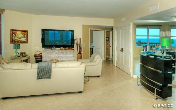 Living Area for Residence 11E, Tower I, The Palms, 2100 North Ocean Boulevard, Fort Lauderdale 33305, Luxury Waterfront Condos, the palms in fort lauderdale