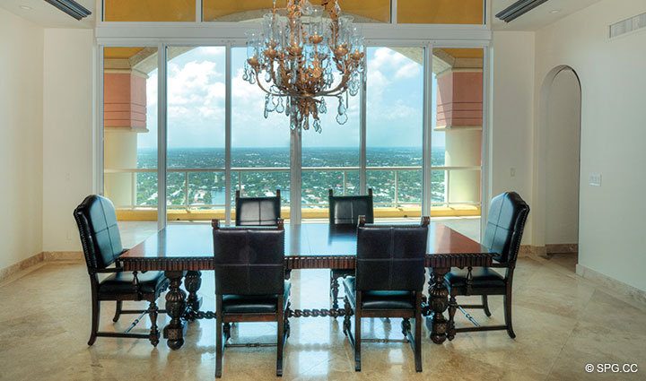 Dining Area at Luxury Oceanfront Residence 31A, Tower I, The Palms Condominiums, 2100 North Ocean Boulevard, Fort Lauderdale, Florida 33305, Luxury Seaside Condos in fort lauderdale