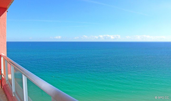 View from Terrace at Luxury Oceanfront Residence 24E, Tower II at The Palms Condominium, 2110 North Ocean Boulevard, Fort Lauderdale Beach, FL 33305, Luxury Beach Condos