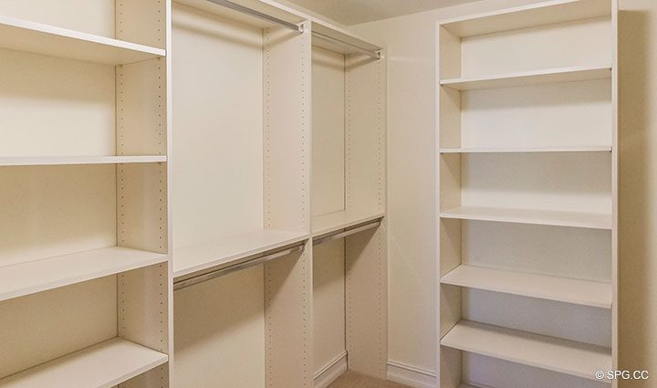 Spacious Walk-in Closet in Residence 204 at The Landings at Las Olas, Luxury Waterfront Condominiums Fort Lauderdale, Florida 33305