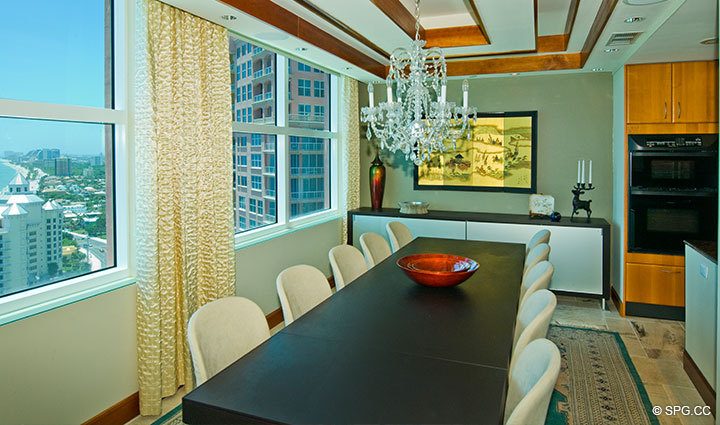 Dining Area at Luxury Oceanfront Residence 23B, Tower II,The Palms Condominium located in Fort Lauderdale 33305, Luxury Waterfront Condos, Luxury Seaside Condos, Miami