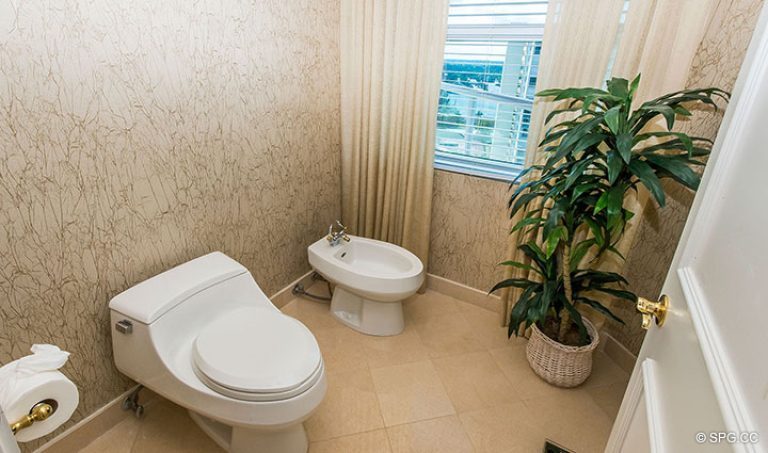 Master Water Closet in Residence 15E, Tower II at The Palms, Luxury Oceanfront Condos in Fort Lauderdale, Florida 33305.
