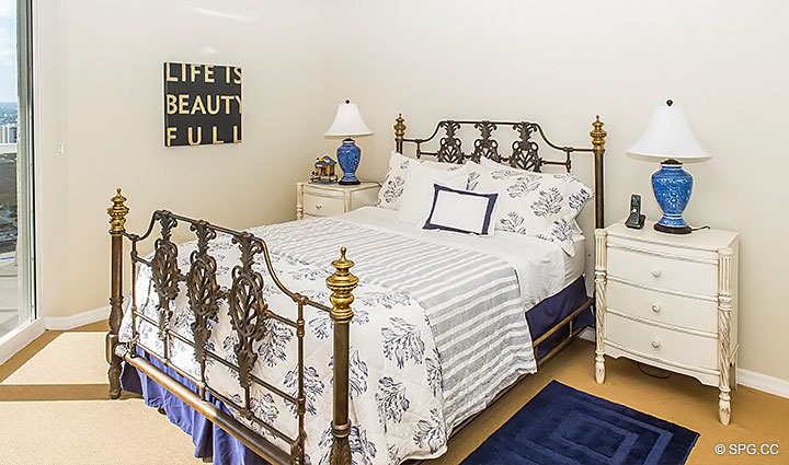 Guest Bedroom inside Residence 1902 at L Hermitage, Luxury Oceanfront Condominiums Fort Lauderdale, Florida 33308