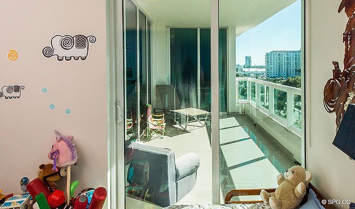 Guest Bedroom Terrace in Residence 803 at Las Olas Beach Club, Luxury Oceanfront Condos in Fort Lauderdale, Florida 33316.