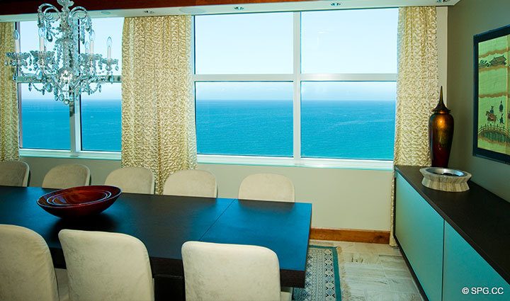 View from Dining Area at Luxury Oceanfront Residence 23B, Tower II,The Palms Condominium, 2110 North Ocean Boulevard, Fort Lauderdale, Florida 33305, Luxury Waterfront Condos, Luxury Beachfront Condos