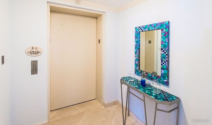 Elevator landing for Residence 22B, Tower II at The Palms, Luxury Oceanfront Condominiums Fort Lauderdale, Florida 33305