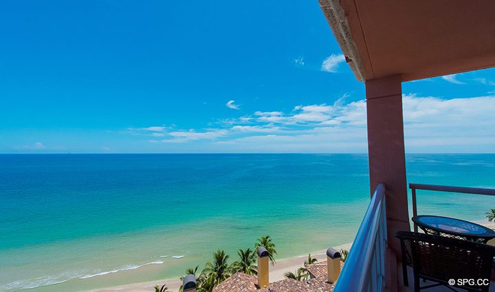 Oceanfront Terrace at Residence 12B, Tower II, The Palms Condominiums, 2110 North Ocean Boulevard, Fort Lauderdale Beach, Florida 33305.