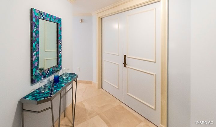 Private Foyer and Entry into Residence 22B, Tower II at The Palms, Luxury Oceanfront Condominiums Fort Lauderdale, Florida 33305