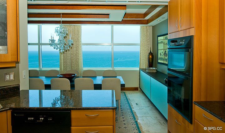 View from Kitchen at Luxury Oceanfront Residence 23B, Tower II,The Palms Condominium, 2110 North Ocean Boulevard, Fort Lauderdale, Florida 33305, Luxury Beach Condos