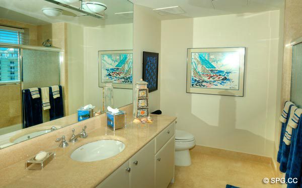 Bathroom in Residence 11E, Tower I, The Palms Oceanfront Condos, 2100 North Ocean Boulevard, Fort Lauderdale 33305, Luxury Seaside Condos