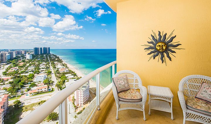 Guest Room Terrace inside Penthouse Residence 27D, Tower II at The Palms, Luxury Oceanfront Condos in Fort Lauderdale, Florida, 33305