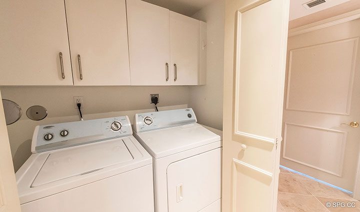 Laundry Area for Residence 6A, Tower II For Sale at The Palms, Luxury Oceanfront Condominiums Fort Lauderdale, Florida 33305