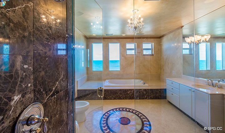 Master Bath inside Oceanfront Villa 7 at The Palms, Luxury Oceanfront Condominiums Fort Lauderdale, Florida 33305