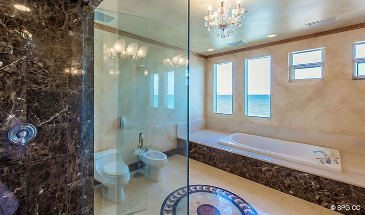 His and Her Master bathroom in Oceanfront Villa 7 at The Palms, Luxury Oceanfront Condominiums Fort Lauderdale, Florida 33305