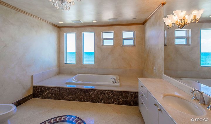 Master Bath with Whirlpool Tub in Oceanfront Villa 7 at The Palms, Luxury Oceanfront Condominiums Fort Lauderdale, Florida 33305