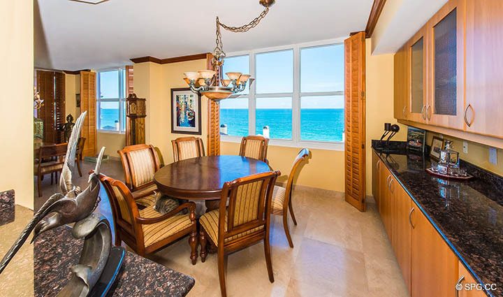 Breakfast Area inside Residence 9B, Tower I at The Palms, Luxury Oceanfront Condos in Fort Lauderdale, Florida 33305.