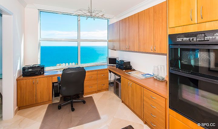 Office Area inside Residence 22B, Tower II at The Palms, Luxury Oceanfront Condominiums Fort Lauderdale, Florida 33305