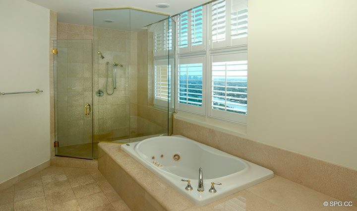 Master Bath 2 at Luxury Oceanfront Residence 31A, Tower I, The Palms Condominiums, 2100 North Ocean Boulevard, Fort Lauderdale, Florida 33305, Luxury Seaside Condos 