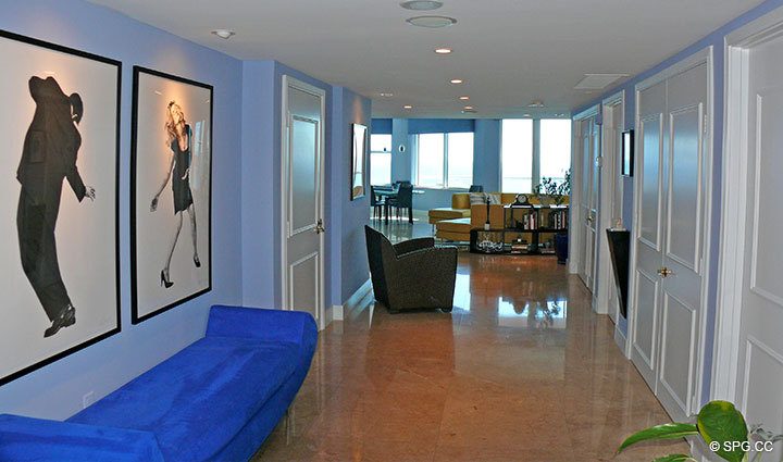 Hallway at Luxury Oceanfront Residence 24E, Tower II, The Palms Condominium, 2110 North Ocean Boulevard, Fort Lauderdale Beach, FL 33305, Luxury Waterfront Condos