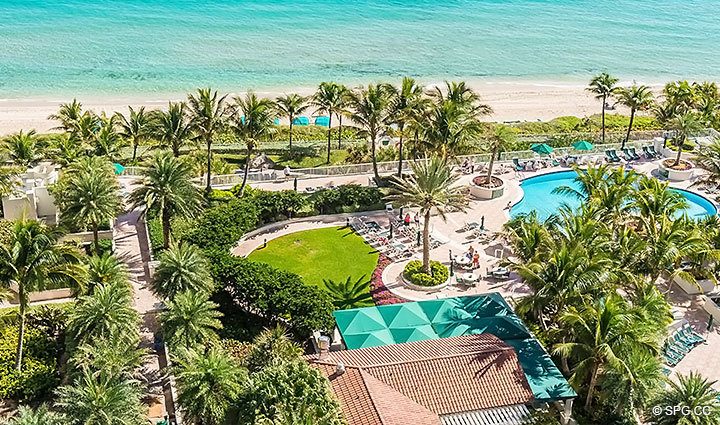 Pool, Grounds and Beach Views from Residence 1902 at L Hermitage, Luxury Oceanfront Condominiums Fort Lauderdale, Florida 33308