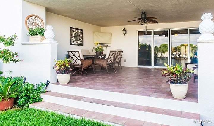 Large Waterfront Terrace for Residence 105 at La Cascade, Luxury Waterfront Condominiums in Fort Lauderdale, Florida 33304.