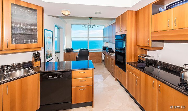 Kitchen inside Residence 22B, Tower II at The Palms, Luxury Oceanfront Condominiums Fort Lauderdale, Florida 33305