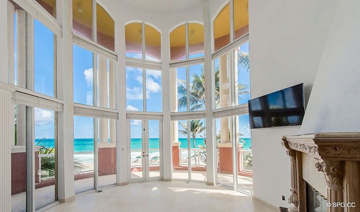 Second Floor Living Room in Oceanfront Villa 7 at The Palms, Luxury Oceanfront Condominiums Fort Lauderdale, Florida 33305